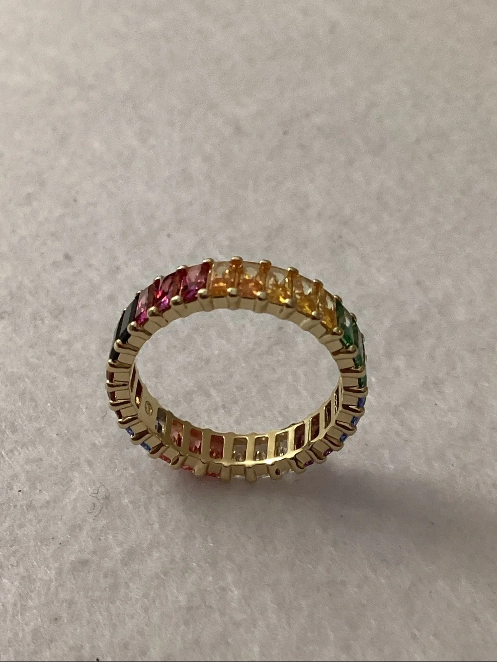 Swarovski Multicolored Baguette Cut Gold-Tone Plated Matrix Ring size 6.5